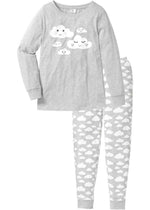 Cloud Print Long Sleeve Pajamas(Grey)