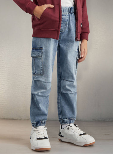 Boys Plain Cargo Fit Jeans