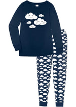 Cloud Print Long Sleeve Pajamas(Navy)