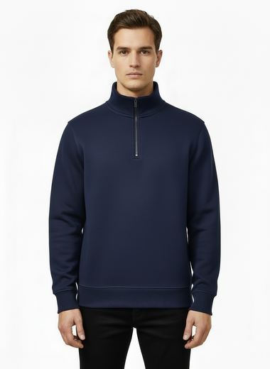 Quarter Zipped Sweatshirt (Navy)