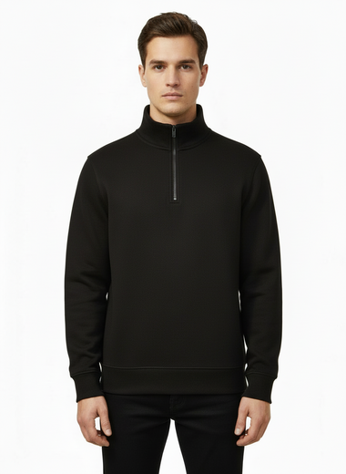 Quarter Zipped Sweatshirt (Black)