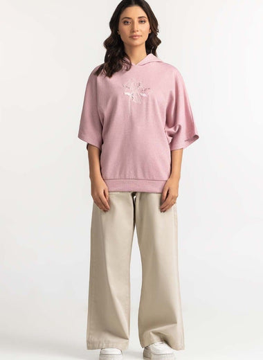 Pink Basic Hooded Sweatshirt