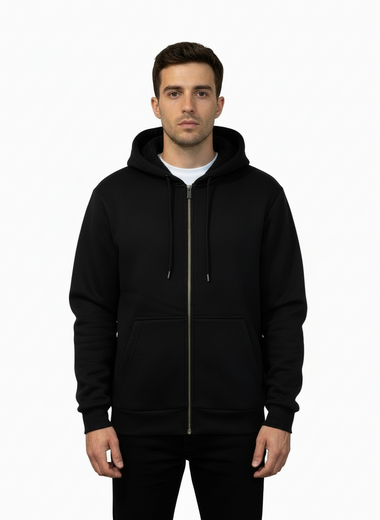 Black Sherpa Hooded Jacket