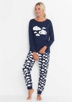 Cloud Print Long Sleeve Pajamas(Navy)