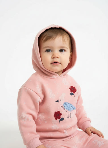 Girls Hoodie with Bird Motive