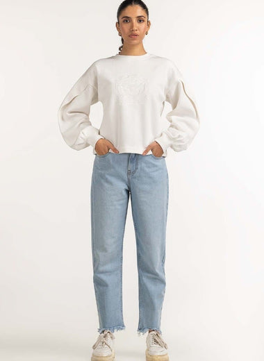 White Knitted Sweat Shirt