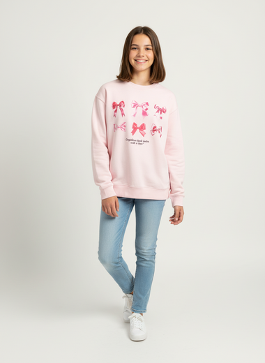 Teener Girl Sweat Shirt( Light Pink )
