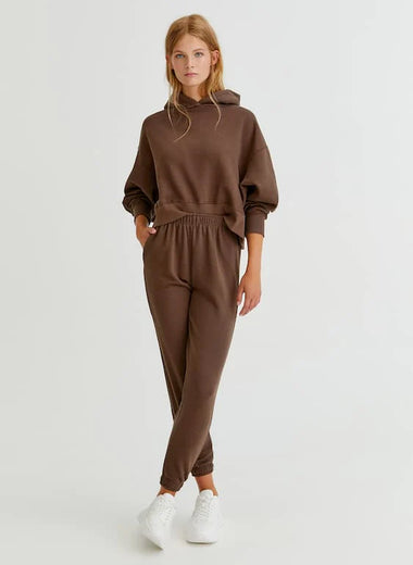 PULL&BEAR BASIC COLORED JOGGERS(BROWN)