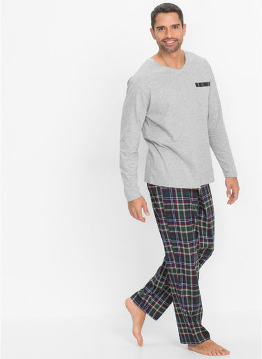 Comfortable pajamas with front pocket and elastic waistband
