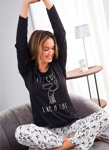 Bonprix Cat Printed Night Suit