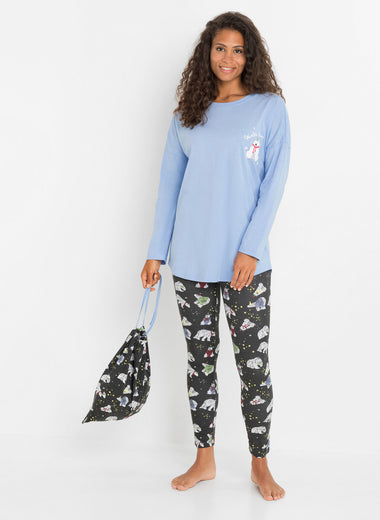 Cozy pajamas with a gift bag