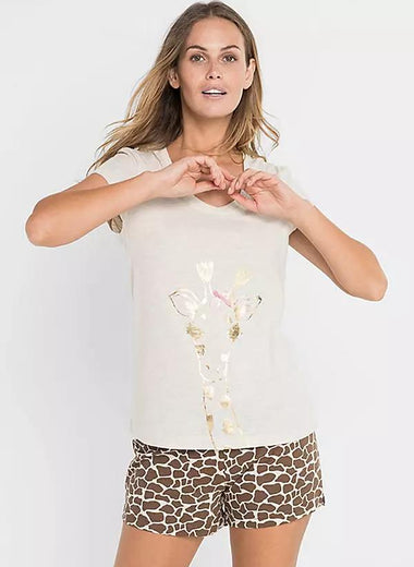 Giraffe Print Summer Shorty set