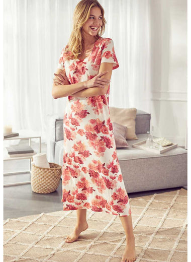 Elegant house dress with lingerie bow