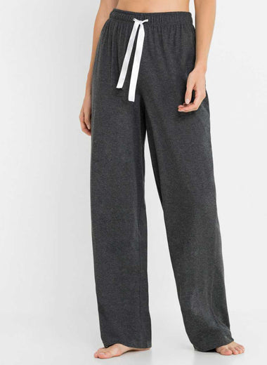 Wide pajama bottoms with tie in chiffon(Mottled Anthracite)