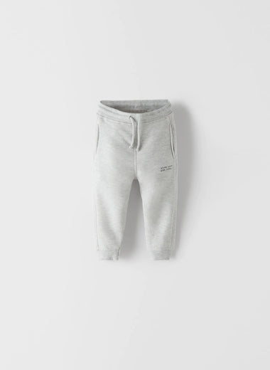 ZARA PLUSH TROUSERS WITH SLOGAN(GREY)