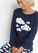 Cloud Print Long Sleeve Pajamas(Navy)