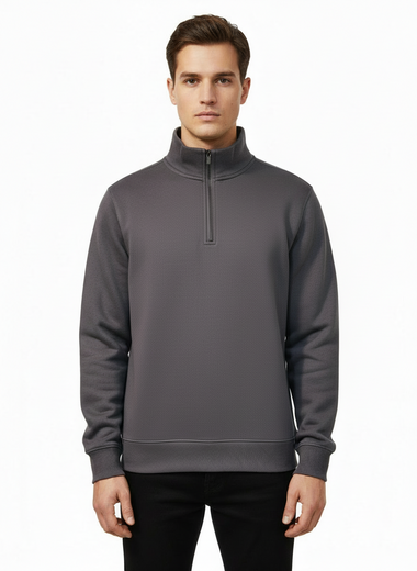Quarter Zipped Sweatshirt (Grey)