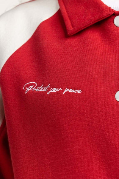 Red Knitted Varsity Jacket