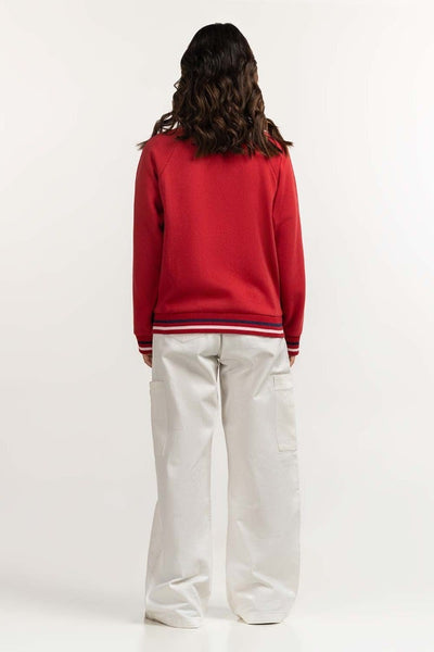 Red Knitted Varsity Jacket