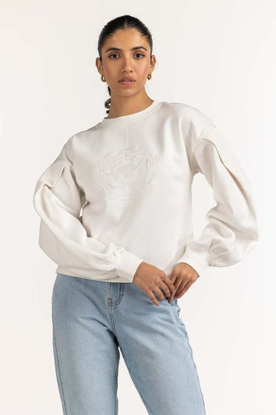 White Knitted Sweat Shirt