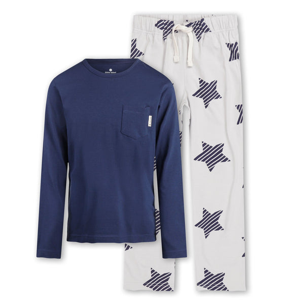 jamie pyjamas boys grey blue striped stars