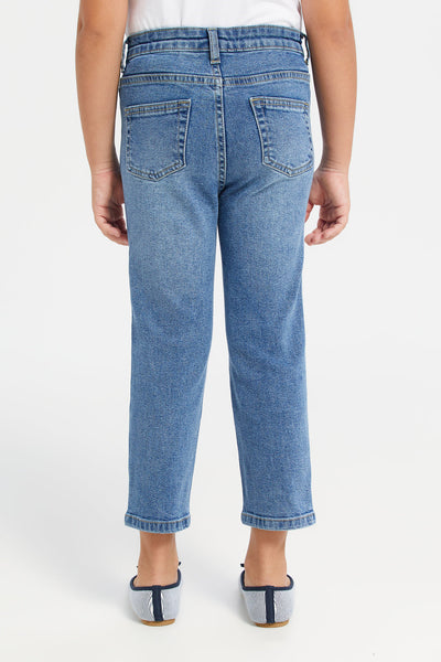 Girls Blue Basic 5 Pocket Jeans