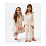 Girls Pyjama Set ( White Vertical Flowers )