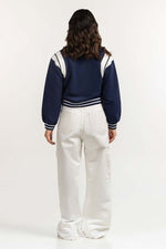 Blue Knitted Varsity Jacket