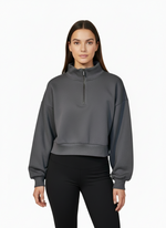 Women Quarter Zipped Sweatshirt (Grey)