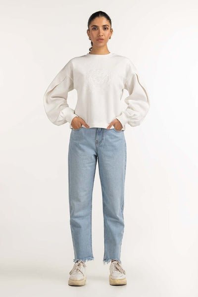 White Knitted Sweat Shirt