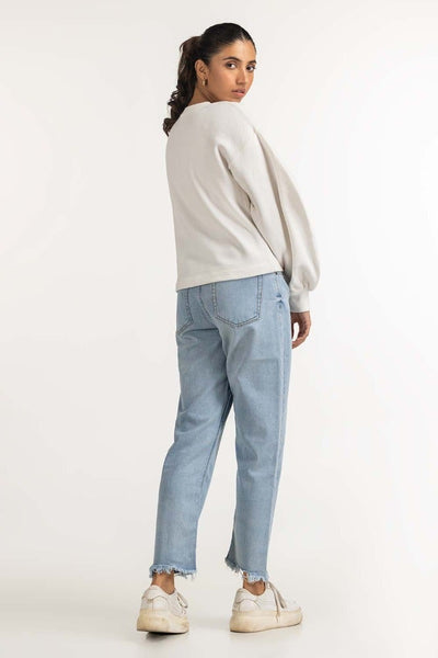 White Knitted Sweat Shirt