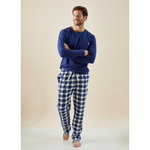 Jamie Pyjamas Men Large Check Navy Blue