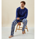 Jamie Pyjamas Men Large Check Navy Blue