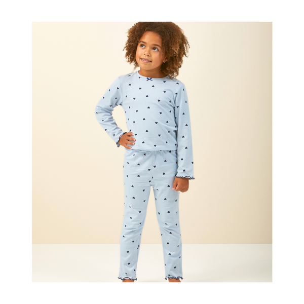 Girls Pyjamas (Light Blue Hearts)