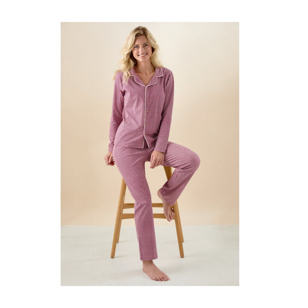 Donna Women Checkered Pyjamas Small Red Checks