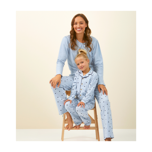 Classic Girls Pyjamas ( Light Blue Hearts )