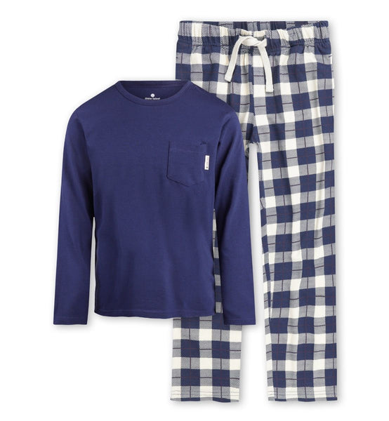 jamie pyjamas boys large check navy blue