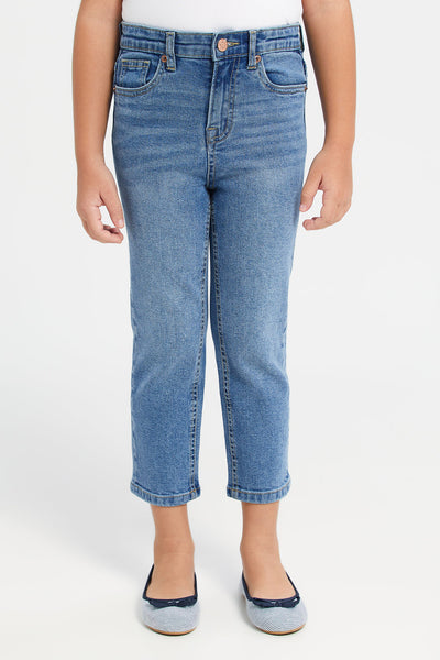 Girls Blue Basic 5 Pocket Jeans