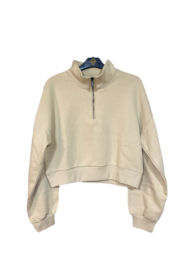 Women Quarter Zipped Sweatshirt (Beige)