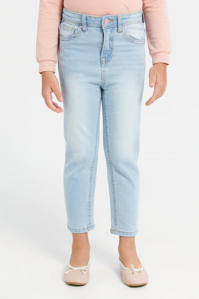 Girls Light Blue Basic 5 Pocket Jeans