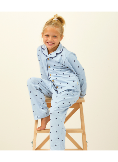 Classic Girls Pyjamas ( Light Blue Hearts )