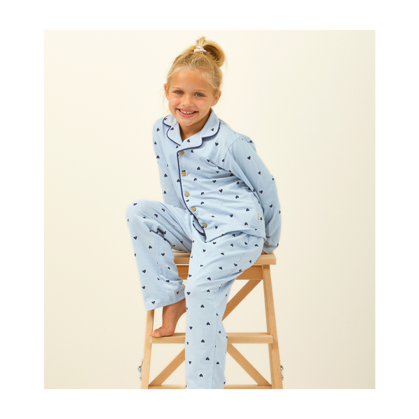 Classic Girls Pyjamas ( Light Blue Hearts )