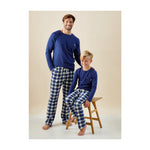 Jamie Pyjamas Men Large Check Navy Blue
