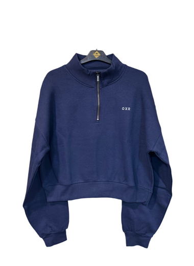 Women Quarter Zipped Sweatshirt (Navy)