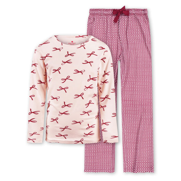 Julia Girls Pyjama Set Light Pink Bow