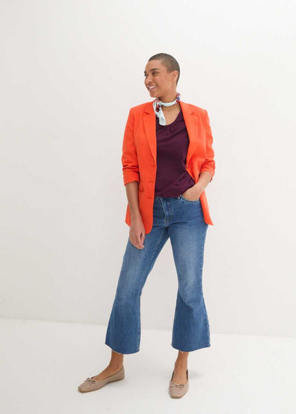 Comfortable shirt with long sleeves and V-neck(Burgundy)