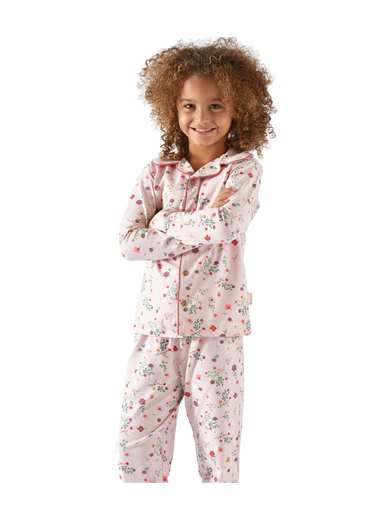 Girls Pyjama Set ( Lilac Pink Flowers )