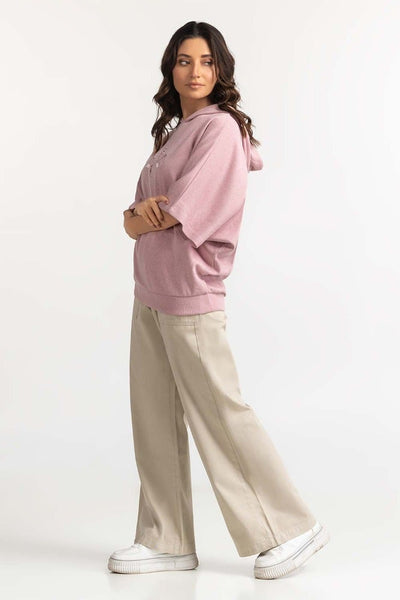 Pink Basic Hooded Sweatshirt