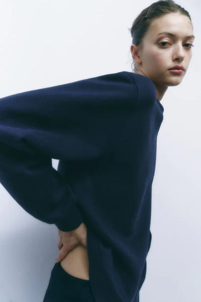 ZARA MINIMALIST SWEATSHIRT(NAVY)