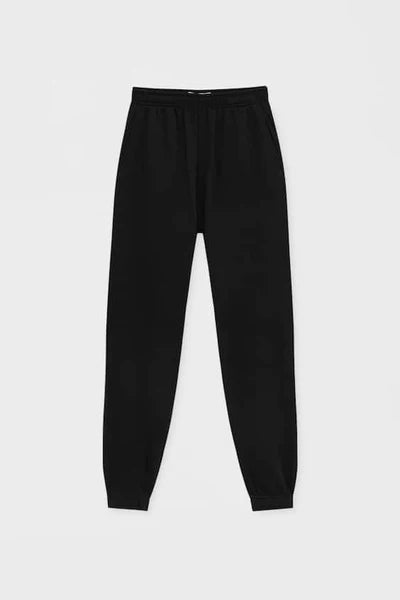 PULL&BEAR BASIC COLOURED JOGGERS WITH ELASTIC HEMS(BLACK)